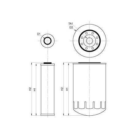 Filtro De Aceite Hidráulico L 140 MM - Ø 114 MM Para Tractor John Deere 2