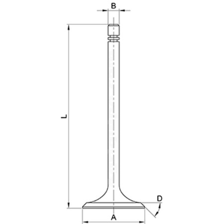 Válvula De Admisión Ø 44.20 x 9.50 Mm - L 123.00 Mm - 45 ° Para Tractor