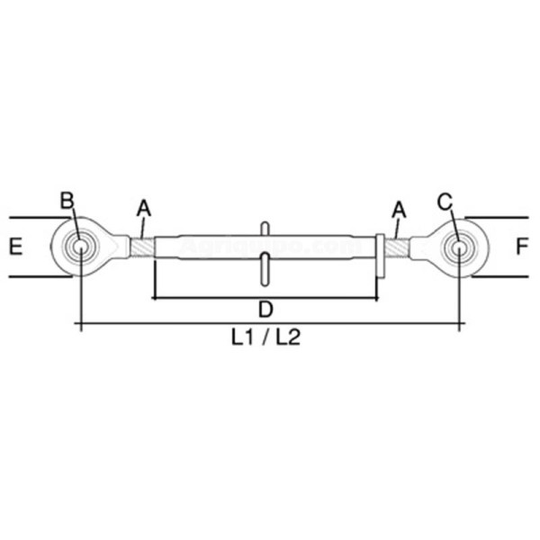 Barra Tercer Punto Rótulas En Ambos Lados CAT - 2/2 - 1'' 1/16 UNF - L 680/830 MM Para Tractor Massey Ferguson