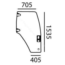 Cristal Puerta Derecha Convexo Para Tractor Case, Fiat, New Holland