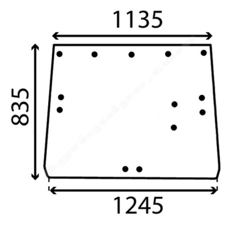 Cristal Trasero Para Tractor John Deere para Series 30, 40, 50, 55 y 60 con Cabina SG2 de 5 Agujeros en la Parte Superior