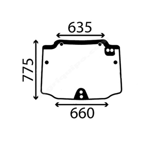 Cristal Parabrisas Trasero Superior Para Tractor New Holland TN65F, TN75F y TN90F