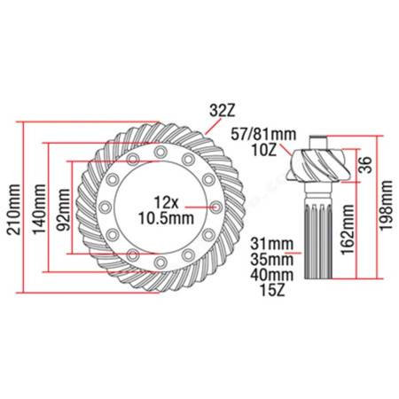 Grupo Conico z 10/32 Para Tractor Ford 2