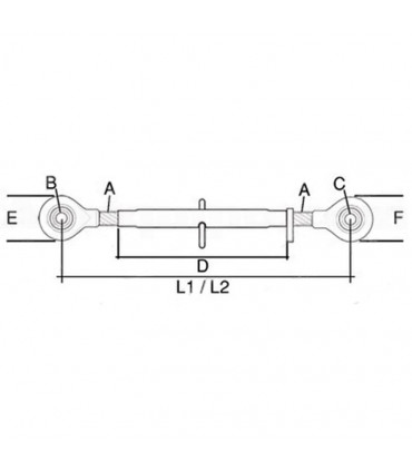 Barra Tercer Punto CAT 2/2 - M36 x 4.0 - L 525/715 Mm Para Tractor John Deere