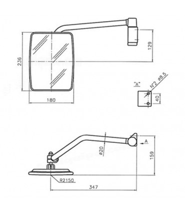 Espejo Completo Derecho Para Tractor Case-Ih, New Holland, Steyr