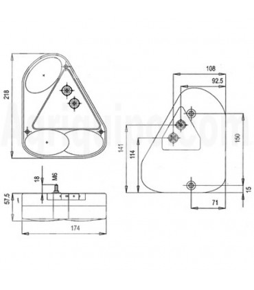 Piloto Trasero Derecho - 258 x 250 x 65 Mm Para Tractor Case-Ih, New Holland