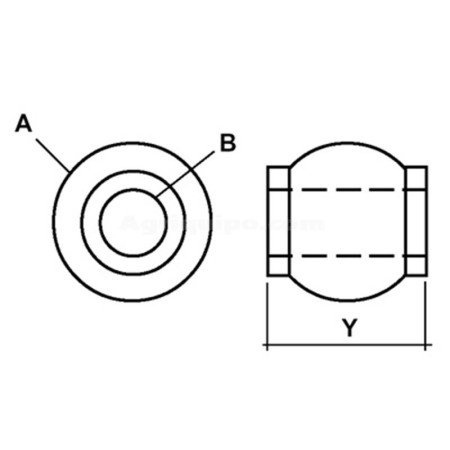 Bola Tercer Punto CAT.2/2 - Ø 50 X 25.4 - 51 Para Tractor John Deere, Massey Ferguson 2