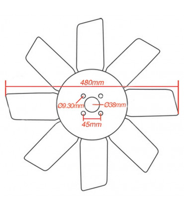 Aspas De Ventilador ø 480 mm - 8 Aspas Para Tractor John Deere