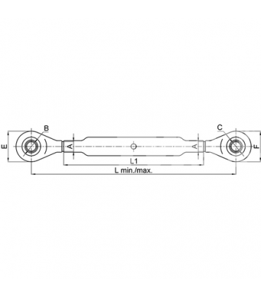 Barra Tercer Punto CAT 1/2 - 1'' 1/8 UNC - L 545/790 Mm Para Tractor John Deere