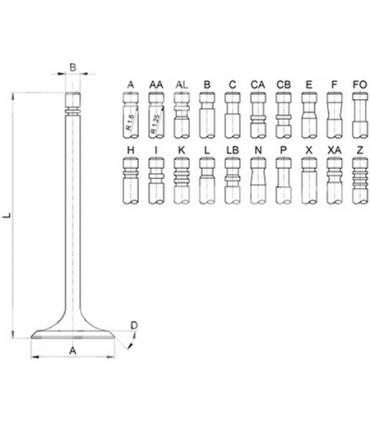 Válvula De Admisión Ø 46.20 x 9.50 + 0.08 mm - L 131.00 mm - 30 ° Para Tractor John Deere