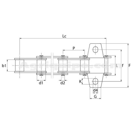 Cadena Transportadora Ca550v - 101 Eslabones - 17 Fijaciones - 4181 Mm Para Cosechadora John Deere 2