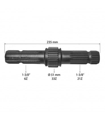 Eje Toma De Fuerza 1'' 3/8 - Z1 6/21 - L 235 Mm Para Tractor John Deere