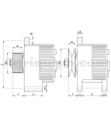 Alternador 14 V - 50 A Para Tractor Claas/Renault, Landini, Massey Ferguson
