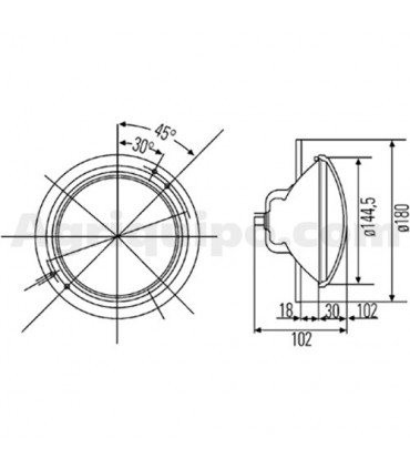 Faro Óptico Delantero Ø 180 MM Para Tractor Deutz
