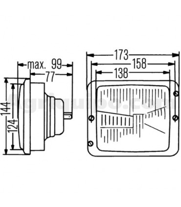 Faro Óptico Delantero 138 X 124 MM Para Tractor Fendt
