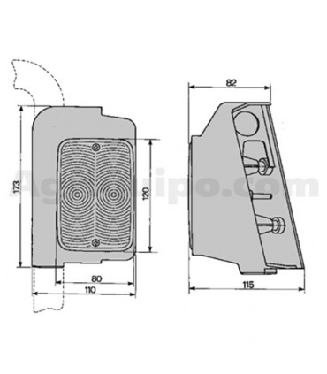 Luz Delantera Derecha 173 X 110 MM Para Tractor Fiat
