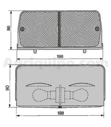 Luz Delantera Derecha 196 x 86 MM Para Tractor Ford