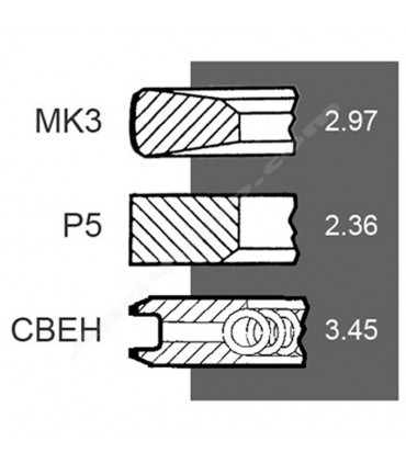 Juego De Tres Segmentos Para Pistón de Ø 106,50 mm Para Tractor John Deere/Claas-Renault