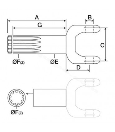 Horquilla Corta John Deere APL 1351 261mm