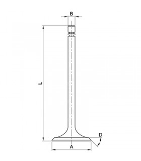 Válvula De Escape Ø 36.60 x 9.50 mm - L 123.40 mm - 45 ° Para Tractor Massey Ferguson, Landini