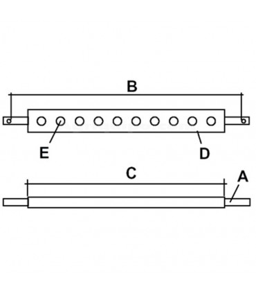 Barra De Tiro Rectangular CAT 1 - L 740 MM - 9 Agujeros Para Tractor