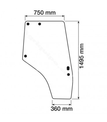 Cristal de Puerta Derecha Massey Ferguson Series 4200 y 4300