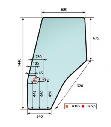 Cristal Puerta Izquierda Massey Ferguson 4435, 4445 y 4455