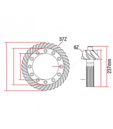 Grupo Cónico z 6/37  Para Tractor Massey Ferguson