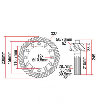 Grupo Cónico z 9/33 Para Tractor Massey Ferguson