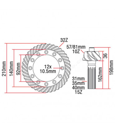 Grupo Conico z 10/32 Para Tractor Ford