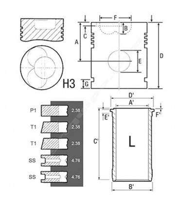 Camisa, Pistón y Segmentos Para Tractor