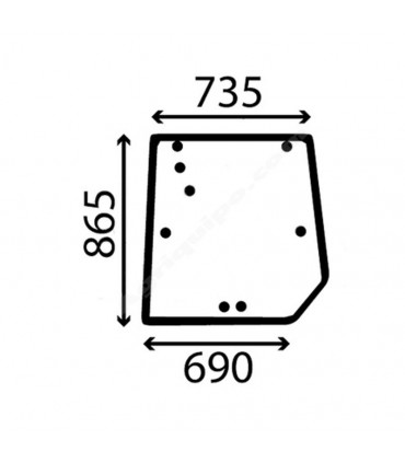 Cristal Trasero Plano Tintado Para Tractor Massey Ferguson y Landini