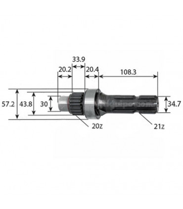 Eje Toma De Fuerza 1'' 3/8  Z21 L 185 Mm Para Tractor, Case, New Holland, Steyr