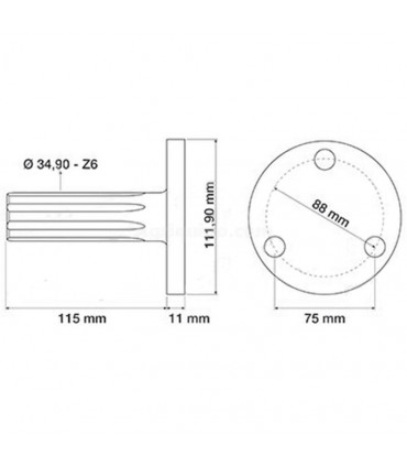 Eje Toma De Fuerza 1'' 3/8 - z6  l 126 mm Para Tractor, Case, Fiat, Ford, New Holland